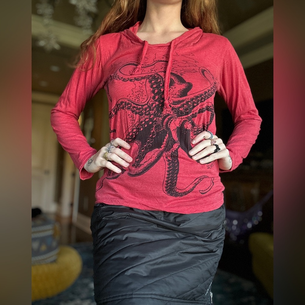 Red Octopus Graphic Hoodie